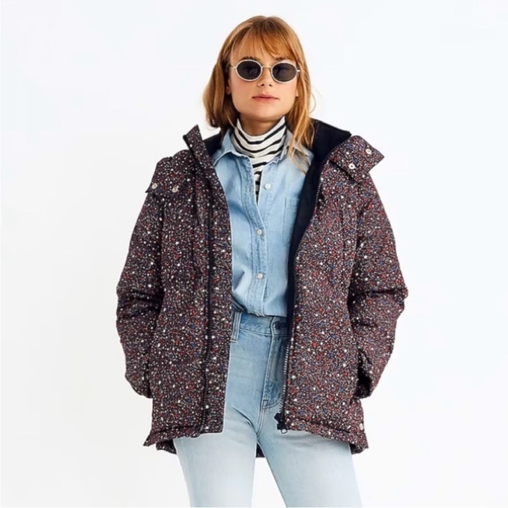 Madewell womens Quilted Puffer Parka in Starry Night sz Small preloved